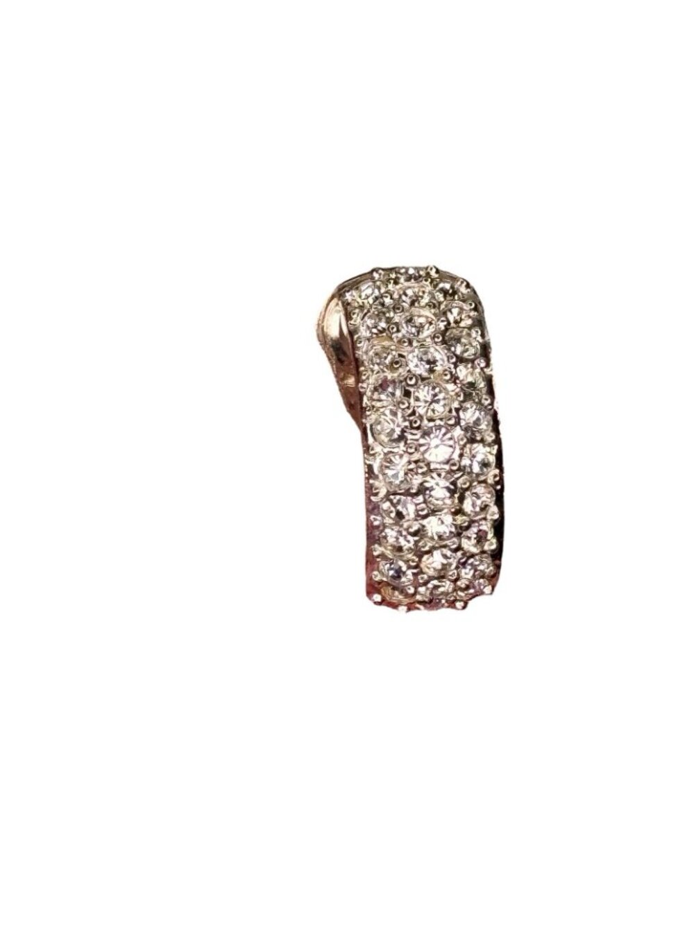 Vintage Rhinestone Pave Clip On Earrings Huggie Silver Tone Signed Roman - Picture 7 of 9